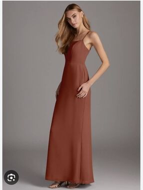NWT Azazie Tayla Paprika Rust Chiffon Maxi Bridesmaid Dress Size 6